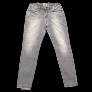 Kensie Jeans Grey Sz 6 Tapered Legs Frayed Ankles